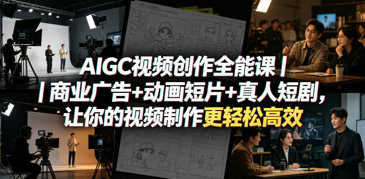 AIGC视频创作全能课｜商业广告+动画短片+真人短剧，让你的视频制作更轻松高效青祥项目库-闲云创业网-老谢轻创网-中创网-福缘网-冒泡网-资源之家-魔方项目库青祥项目库