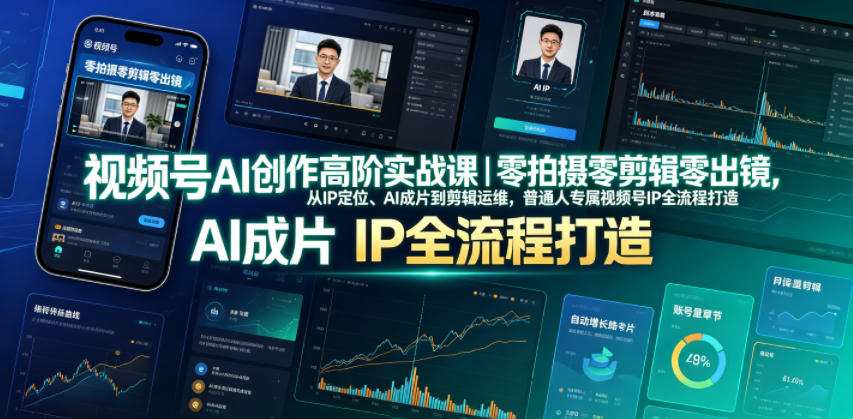 视频号AI创作高阶实战课｜零拍摄零剪辑零出镜，从IP定位、AI成片到剪辑运维，普通人专属视频号IP全流程打造青祥项目库-闲云创业网-老谢轻创网-中创网-福缘网-冒泡网-资源之家-魔方项目库青祥项目库