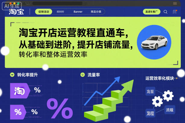 淘宝开店运营教程直通车，从基础到进阶，提升店铺流量，转化率和整体运营效率(更新26年05月27日)青祥项目库-闲云创业网-老谢轻创网-中创网-福缘网-冒泡网-资源之家-魔方项目库青祥项目库