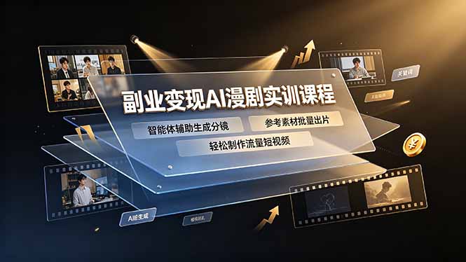 副业变现AI漫剧实训课程，智能体辅助生成分镜，参考素材批量出片，轻松制作流量短视频青祥项目库-闲云创业网-老谢轻创网-中创网-福缘网-冒泡网-资源之家-魔方项目库青祥项目库