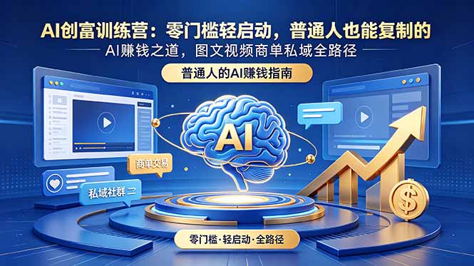 AI创富训练营：零门槛轻启动，普通人也能复制的AI赚钱之道，图文视频商单私域全路径青祥项目库-闲云创业网-老谢轻创网-中创网-福缘网-冒泡网-资源之家-魔方项目库青祥项目库