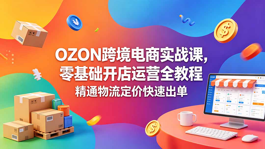 OZON 跨境电商实战课，零基础开店运营全教程，精通物流定价快速出单青祥项目库-闲云创业网-老谢轻创网-中创网-福缘网-冒泡网-资源之家-魔方项目库青祥项目库