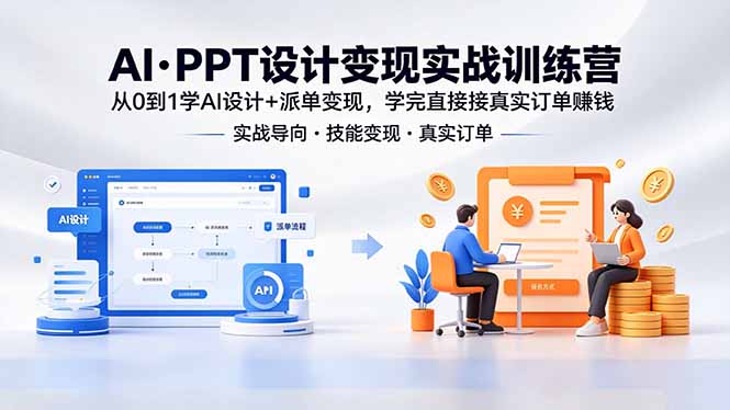 AI·PPT设计变现实战训练营，从0到1学AI设计+派单变现，学完直接接真实订单赚钱青祥项目库-闲云创业网-老谢轻创网-中创网-福缘网-冒泡网-资源之家-魔方项目库青祥项目库