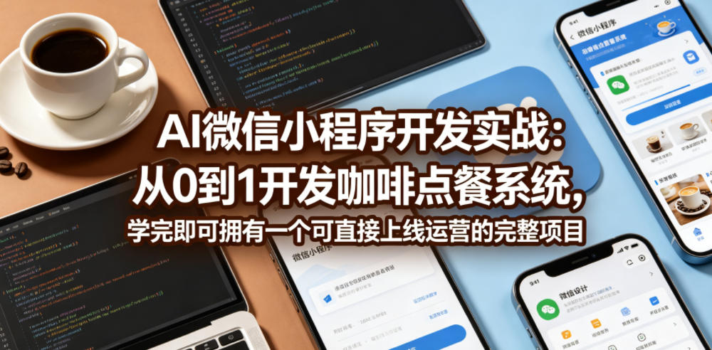 AI微信小程序开发实战：从0到1开发咖啡点餐系统，学完即可拥有一个可直接上线运营的完整项目青祥项目库-闲云创业网-老谢轻创网-中创网-福缘网-冒泡网-资源之家-魔方项目库青祥项目库