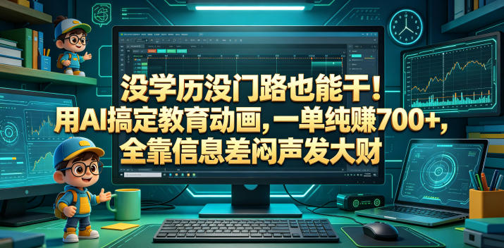 没学历没门路也能干！用AI搞定教育动画，一单纯賺700+，全靠信息差闷声发大财【揭秘】青祥项目库-闲云创业网-老谢轻创网-中创网-福缘网-冒泡网-资源之家-魔方项目库青祥项目库