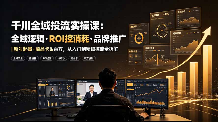 千川全域投流实操课：全域逻辑·ROI控消耗·品牌推广｜新号起量+商品卡&乘方，从入门到精细控流全拆解青祥项目库-闲云创业网-老谢轻创网-中创网-福缘网-冒泡网-资源之家-魔方项目库青祥项目库