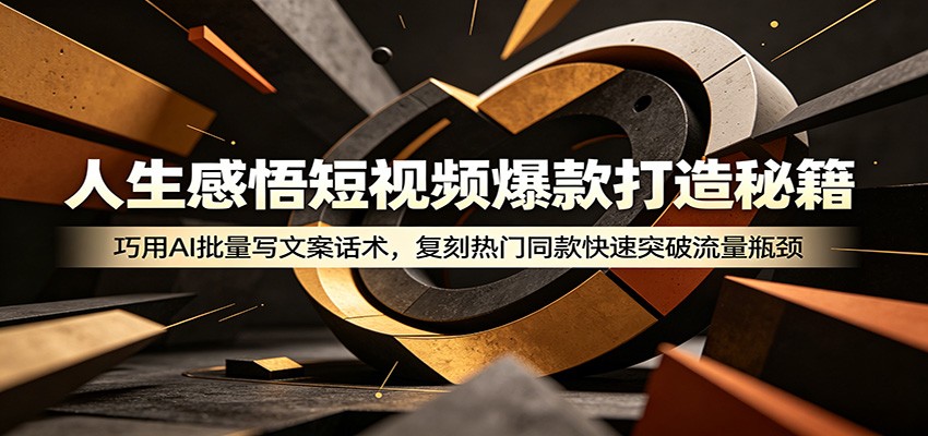 人生感悟短视频爆款打造秘籍：巧用A 批量写文案话术，复刻热门同款快速突破流量瓶颈青祥项目库-闲云创业网-老谢轻创网-中创网-福缘网-冒泡网-资源之家-魔方项目库青祥项目库