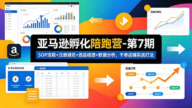 亚马逊孵化陪跑营-第7期：SOP流程+注册避坑+选品梳理+数据分析，千单店铺实战打法(更新0625青祥项目库-闲云创业网-老谢轻创网-中创网-福缘网-冒泡网-资源之家-魔方项目库青祥项目库