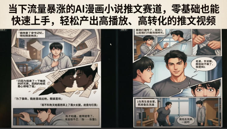 当下流量暴涨的AI漫画小说推文赛道，零基础也能快速上手，轻松产出高播放、高转化的推文视频青祥项目库-闲云创业网-老谢轻创网-中创网-福缘网-冒泡网-资源之家-魔方项目库青祥项目库