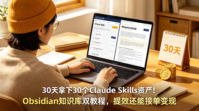 30天拿下30个Claude Skills资产！Obsidian知识库双教程，提效还能接单变现青祥项目库-闲云创业网-老谢轻创网-中创网-福缘网-冒泡网-资源之家-魔方项目库青祥项目库
