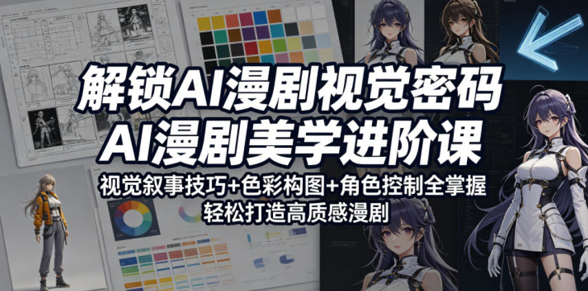 解锁AI漫剧视觉密码，AI漫剧美学进阶课，视觉叙事技巧+色彩构图+角色控制全掌握，轻松打造高质感漫剧青祥项目库-闲云创业网-老谢轻创网-中创网-福缘网-冒泡网-资源之家-魔方项目库青祥项目库