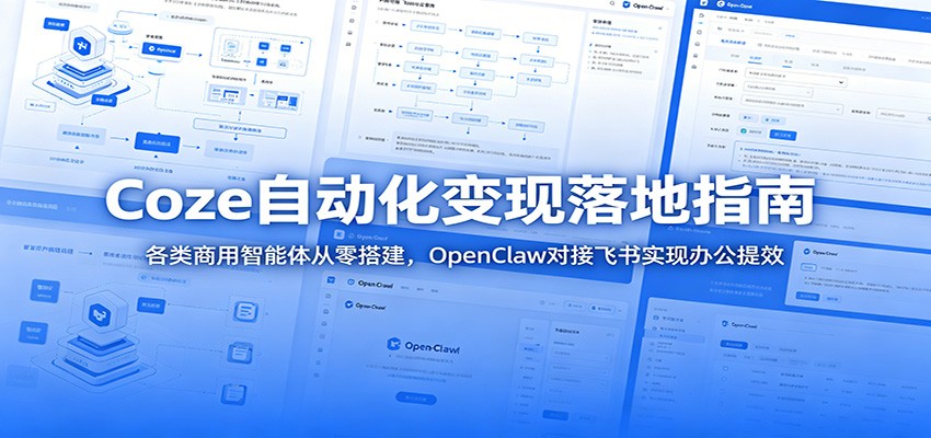 Coze自动化变现落地指南：各类商用智能体从零搭建，OpenClaw对接飞书实现办公提效青祥项目库-闲云创业网-老谢轻创网-中创网-福缘网-冒泡网-资源之家-魔方项目库青祥项目库