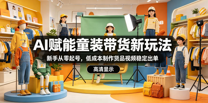 AI赋能童装带货新玩法，新手从零起号，低成本制作货品视频稳定出单青祥项目库-闲云创业网-老谢轻创网-中创网-福缘网-冒泡网-资源之家-魔方项目库青祥项目库