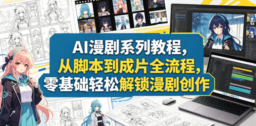 AI漫剧系列教程，从脚本到成片全流程，零基础轻松解锁漫剧创作青祥项目库-闲云创业网-老谢轻创网-中创网-福缘网-冒泡网-资源之家-魔方项目库青祥项目库