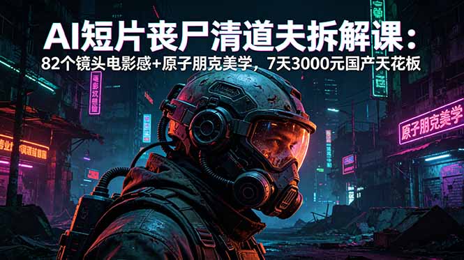 AI短片《丧尸清道夫》拆解课：82个镜头电影感+原子朋克美学，7天3000元国产天花板青祥项目库-闲云创业网-老谢轻创网-中创网-福缘网-冒泡网-资源之家-魔方项目库青祥项目库