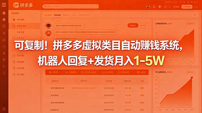 可复制！拼多多虚拟类目自动赚钱系统，机器人回复+发货月入 1-5W青祥项目库-闲云创业网-老谢轻创网-中创网-福缘网-冒泡网-资源之家-魔方项目库青祥项目库