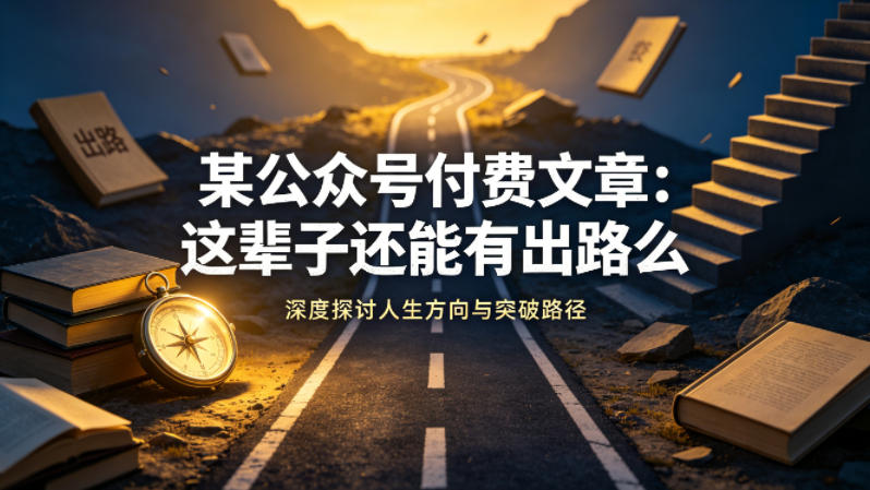 某公众号付费文章：这辈子还能有出路么青祥项目库-闲云创业网-老谢轻创网-中创网-福缘网-冒泡网-资源之家-魔方项目库青祥项目库