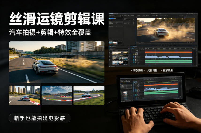 大叔丝滑运镜剪辑课，汽车拍摄+剪辑+特效全覆盖，新手也能拍出电影感青祥项目库-闲云创业网-老谢轻创网-中创网-福缘网-冒泡网-资源之家-魔方项目库青祥项目库