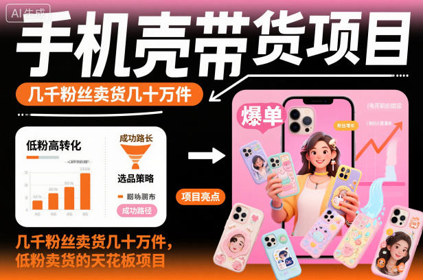 手机壳带货项目,几千粉丝卖货几十万件,短视频低粉卖货的天花板项目青祥项目库-闲云创业网-老谢轻创网-中创网-福缘网-冒泡网-资源之家-魔方项目库青祥项目库
