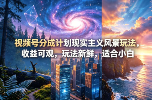 视频号分成计划现实主义风景玩法，收益可观，玩法新鲜，适合小白青祥项目库-闲云创业网-老谢轻创网-中创网-福缘网-冒泡网-资源之家-魔方项目库青祥项目库