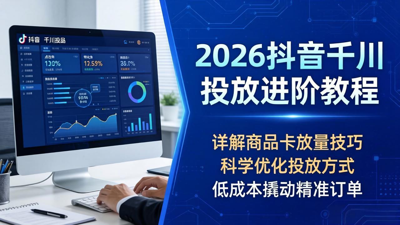 2026抖音千川投放进阶教程，详解商品卡放量技巧，科学优化投放方式，低成本撬动精准订单青祥项目库-闲云创业网-老谢轻创网-中创网-福缘网-冒泡网-资源之家-魔方项目库青祥项目库