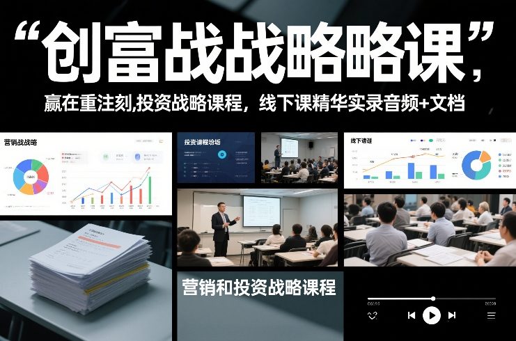 创富战略课，赢在重注时刻，营销和投资战略课程，线下课精华实录音频+文档青祥项目库-闲云创业网-老谢轻创网-中创网-福缘网-冒泡网-资源之家-魔方项目库青祥项目库