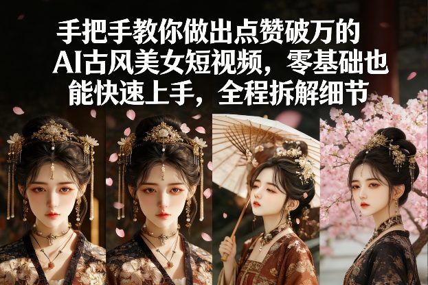 手把手教你做出点赞破万的AI古风美女短视频，零基础也能快速上手，全程拆解细节青祥项目库-闲云创业网-老谢轻创网-中创网-福缘网-冒泡网-资源之家-魔方项目库青祥项目库