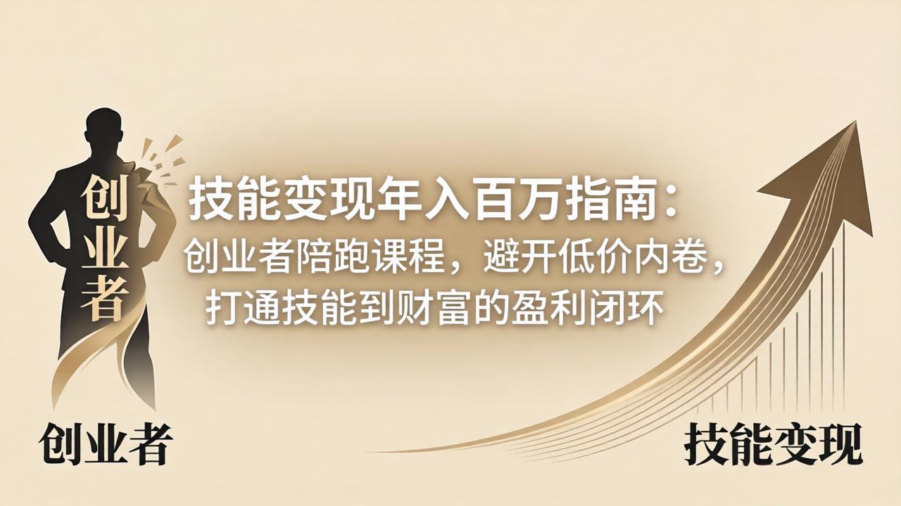 技能变现年入百万指南：创业者陪跑课程，避开低价内卷，打通技能到财富的盈利闭环青祥项目库-闲云创业网-老谢轻创网-中创网-福缘网-冒泡网-资源之家-魔方项目库青祥项目库