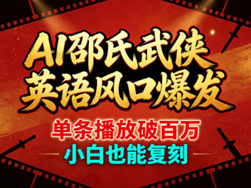 AI邵氏武侠英语风口爆发，单条播放破百万，小白也能复刻青祥项目库-闲云创业网-老谢轻创网-中创网-福缘网-冒泡网-资源之家-魔方项目库青祥项目库