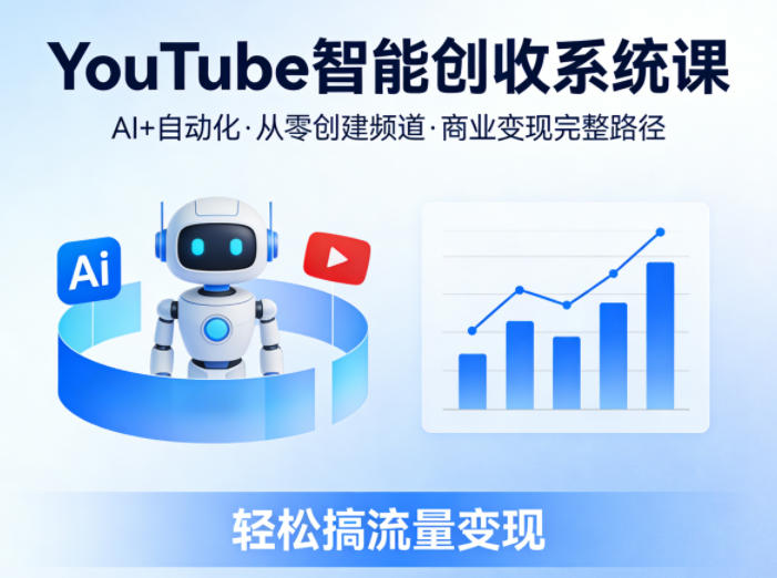 YouTube智能创收系统课，AI+自动化，从零创建YouTube频道并实现商业变现的完整路径，轻松搞流量变现青祥项目库-闲云创业网-老谢轻创网-中创网-福缘网-冒泡网-资源之家-魔方项目库青祥项目库