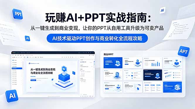 玩赚AI+PPT实战指南-更新5月13：从一键生成到商业变现，让你的PPT从自用工具升级为可卖产品青祥项目库-闲云创业网-老谢轻创网-中创网-福缘网-冒泡网-资源之家-魔方项目库青祥项目库
