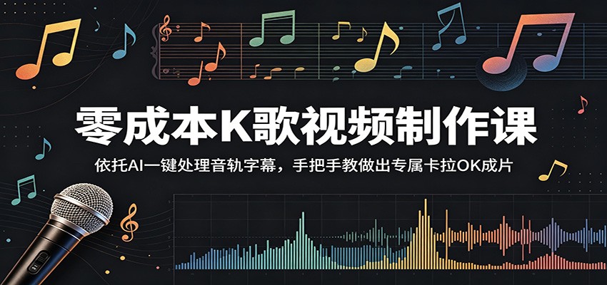 零成本K歌视频制作课：依托AI一键处理音轨字幕，手把手教做出专属卡拉OK成片青祥项目库-闲云创业网-老谢轻创网-中创网-福缘网-冒泡网-资源之家-魔方项目库青祥项目库