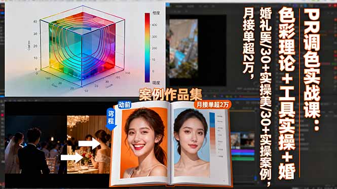 PR调色实战课：色彩理论+工具实操+婚礼医美/30+实操案例，月接单超2万青祥项目库-闲云创业网-老谢轻创网-中创网-福缘网-冒泡网-资源之家-魔方项目库青祥项目库