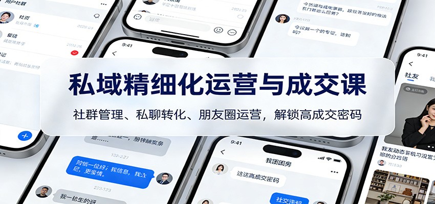 私域精细化运营与成交课：社群管理、私聊转化、朋友圈运营，解锁高成交密码青祥项目库-闲云创业网-老谢轻创网-中创网-福缘网-冒泡网-资源之家-魔方项目库青祥项目库