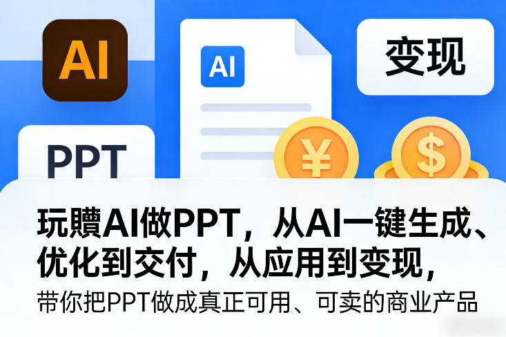 玩賺AI做PPT，从AI一键生成、优化到交付，从应用到变现，带你把PPT做成真正可用、可卖的商业产品(更新0421)青祥项目库-闲云创业网-老谢轻创网-中创网-福缘网-冒泡网-资源之家-魔方项目库青祥项目库