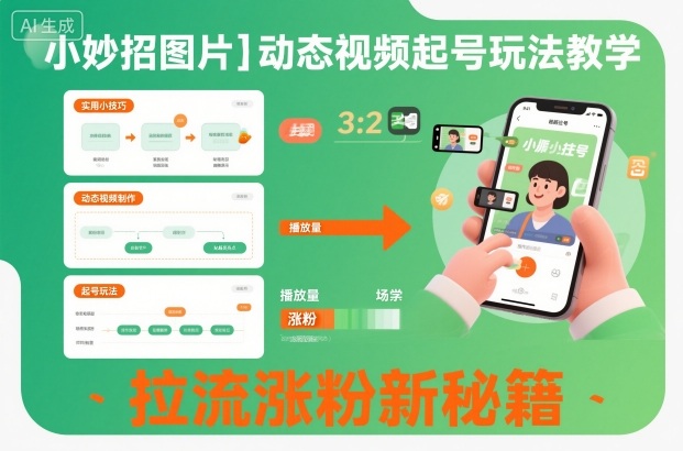 小妙招图片＋动态视频起号玩法教学，拉流涨粉新秘籍青祥项目库-闲云创业网-老谢轻创网-中创网-福缘网-冒泡网-资源之家-魔方项目库青祥项目库