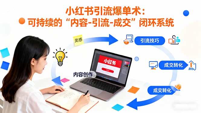 小红书引流爆单术：构建一套低成本 可持续的“内容-引流-成交”闭环系统青祥项目库-闲云创业网-老谢轻创网-中创网-福缘网-冒泡网-资源之家-魔方项目库青祥项目库
