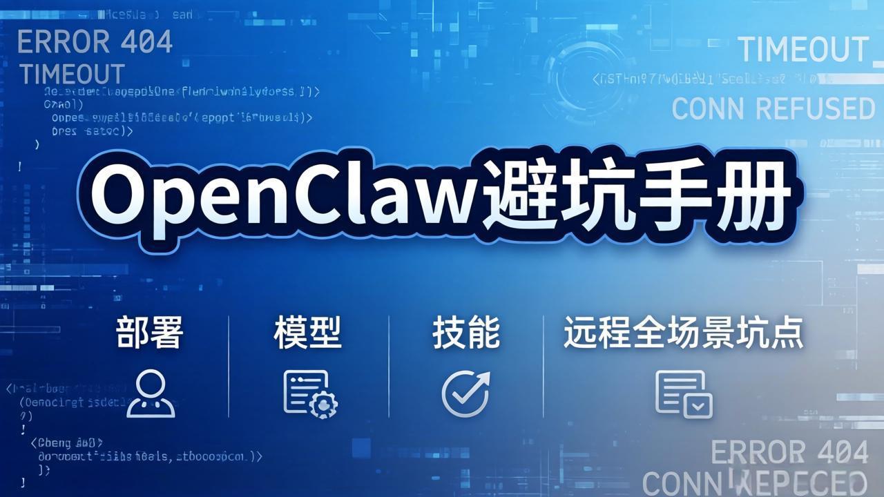 OpenClaw避坑手册：部署+模型+技能+远程全场景坑点，一次性给你说全，少走弯路青祥项目库-闲云创业网-老谢轻创网-中创网-福缘网-冒泡网-资源之家-魔方项目库青祥项目库