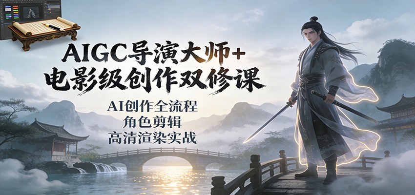 AIGC导演大师+电影级创作双修课：AI创作全流程、角色剪辑、高清渲染实战青祥项目库-闲云创业网-老谢轻创网-中创网-福缘网-冒泡网-资源之家-魔方项目库青祥项目库