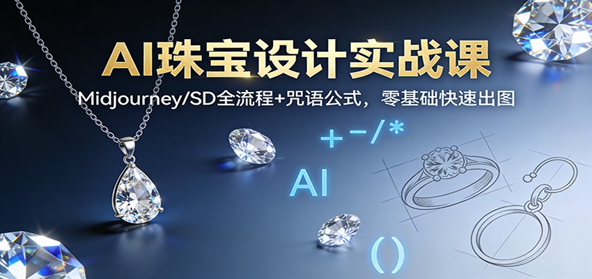 AI珠宝设计实战课：Midjourney/SD全流程+咒语公式，零基础快速出图青祥项目库-闲云创业网-老谢轻创网-中创网-福缘网-冒泡网-资源之家-魔方项目库青祥项目库