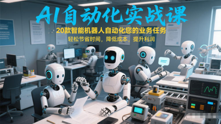 AI自动化实战课：20款智能机器人自动化您的业务任务，轻松节省时间，降低成本，提升利润青祥项目库-闲云创业网-老谢轻创网-中创网-福缘网-冒泡网-资源之家-魔方项目库青祥项目库
