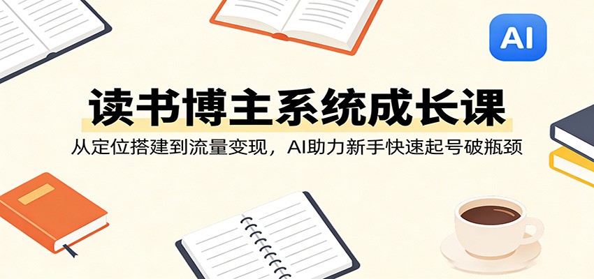 读书博主系统成长课：从定位搭建到流量变现，AI助力新手快速起号破瓶颈青祥项目库-闲云创业网-老谢轻创网-中创网-福缘网-冒泡网-资源之家-魔方项目库青祥项目库