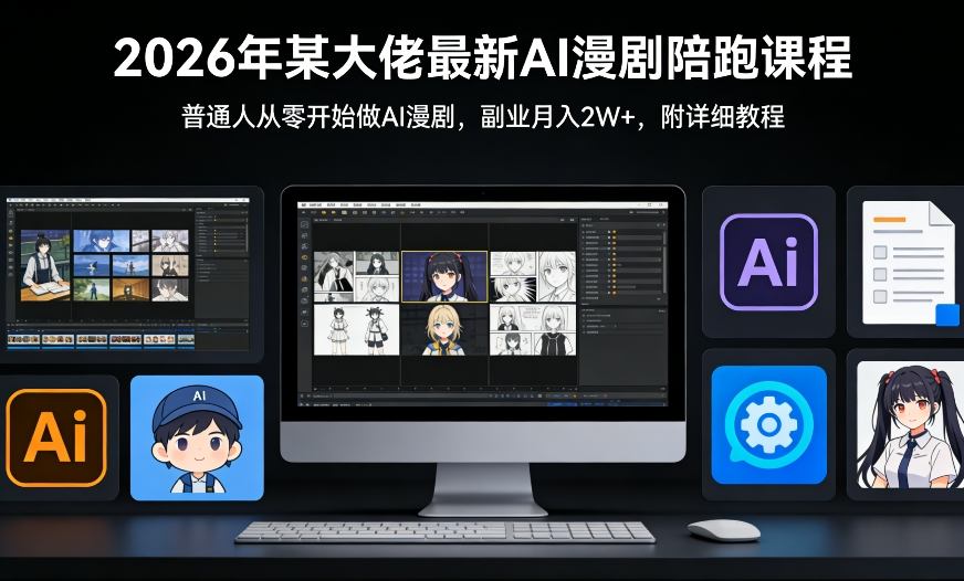 26年某大佬最新Ai漫剧陪跑课程，普通人从零开始做AI漫剧，副业月入2W+青祥项目库-闲云创业网-老谢轻创网-中创网-福缘网-冒泡网-资源之家-魔方项目库青祥项目库
