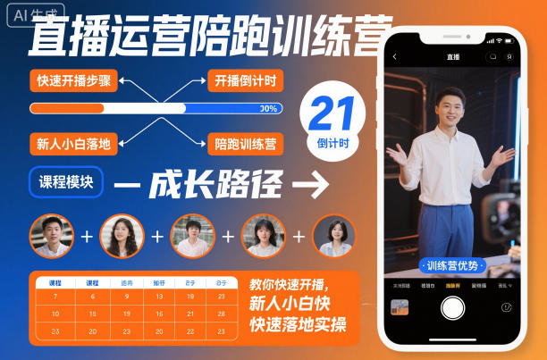 直播运营陪跑训练营,教你快速开播,新人小白快速落地实操青祥项目库-闲云创业网-老谢轻创网-中创网-福缘网-冒泡网-资源之家-魔方项目库青祥项目库