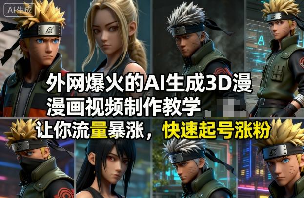 外网爆火的AI生成3D漫画视频制作教学，让你流量暴涨，快速起号涨粉！青祥项目库-闲云创业网-老谢轻创网-中创网-福缘网-冒泡网-资源之家-魔方项目库青祥项目库