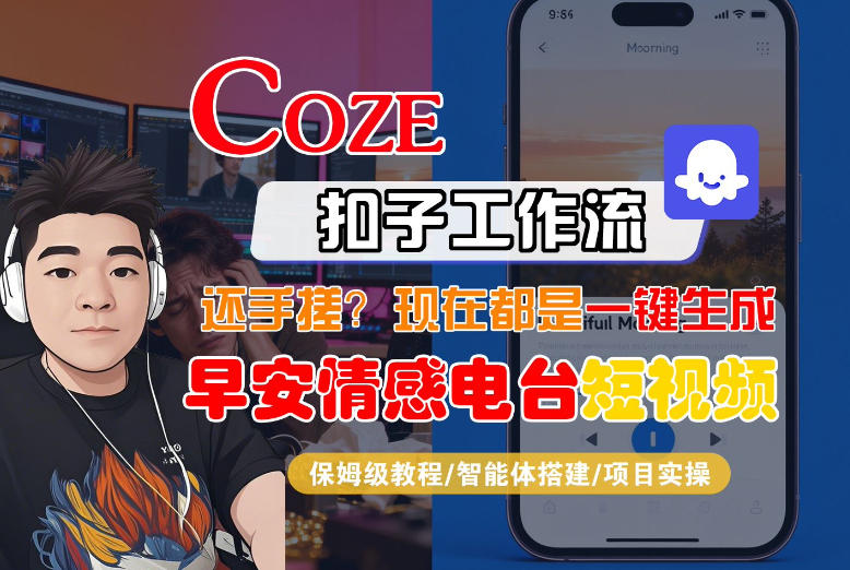 【Coze工作流搭建实操教程】【coze】早安情感电台日签视频还在手动做？用扣子工作流自动生成，省时90%青祥项目库-闲云创业网-老谢轻创网-中创网-福缘网-冒泡网-资源之家-魔方项目库青祥项目库