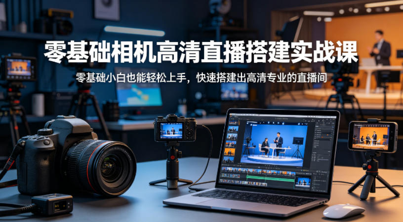 零基础相机高清直播间搭建实战课，小白也能轻松上手，快速搭建出高清专业的直播间青祥项目库-闲云创业网-老谢轻创网-中创网-福缘网-冒泡网-资源之家-魔方项目库青祥项目库