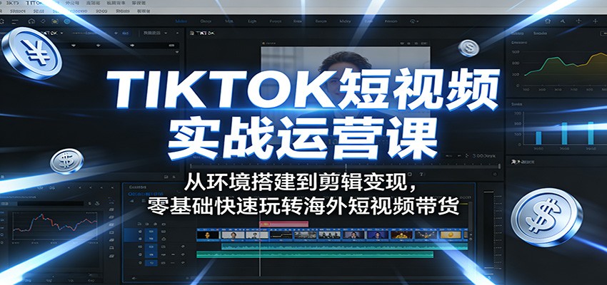 TIKTOK短视频实战运营课：从环境搭建到剪辑变现，零基础快速玩转海外短视频带货青祥项目库-闲云创业网-老谢轻创网-中创网-福缘网-冒泡网-资源之家-魔方项目库青祥项目库