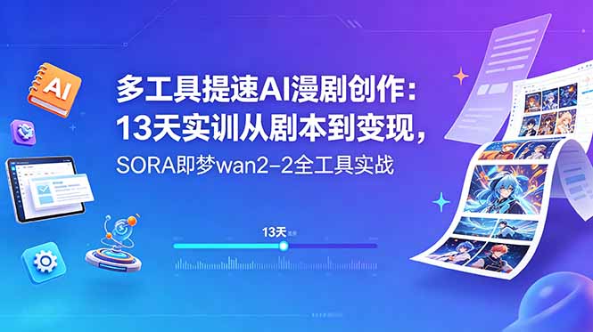 多工具提速AI漫剧创作：13天实训从剧本到变现，SORA即梦wan2-2全工具实战青祥项目库-闲云创业网-老谢轻创网-中创网-福缘网-冒泡网-资源之家-魔方项目库青祥项目库