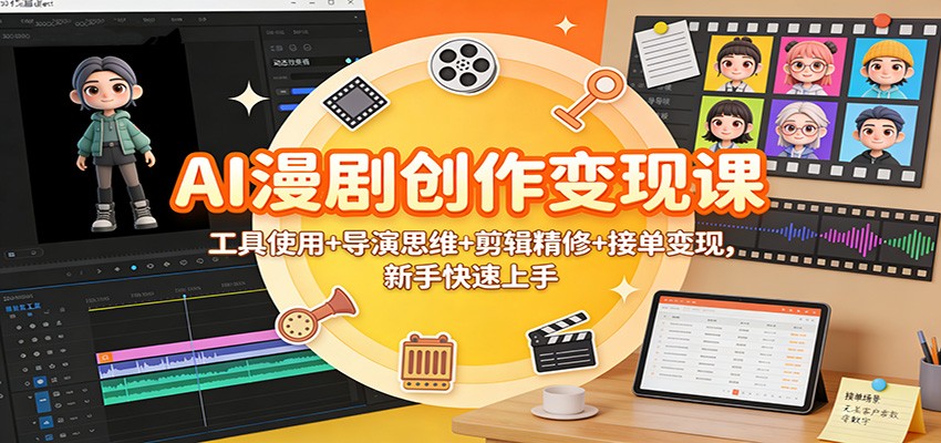 AI漫剧创作变现课：工具使用+导演思维+剪辑精修+接单变现，新手快速上手青祥项目库-闲云创业网-老谢轻创网-中创网-福缘网-冒泡网-资源之家-魔方项目库青祥项目库
